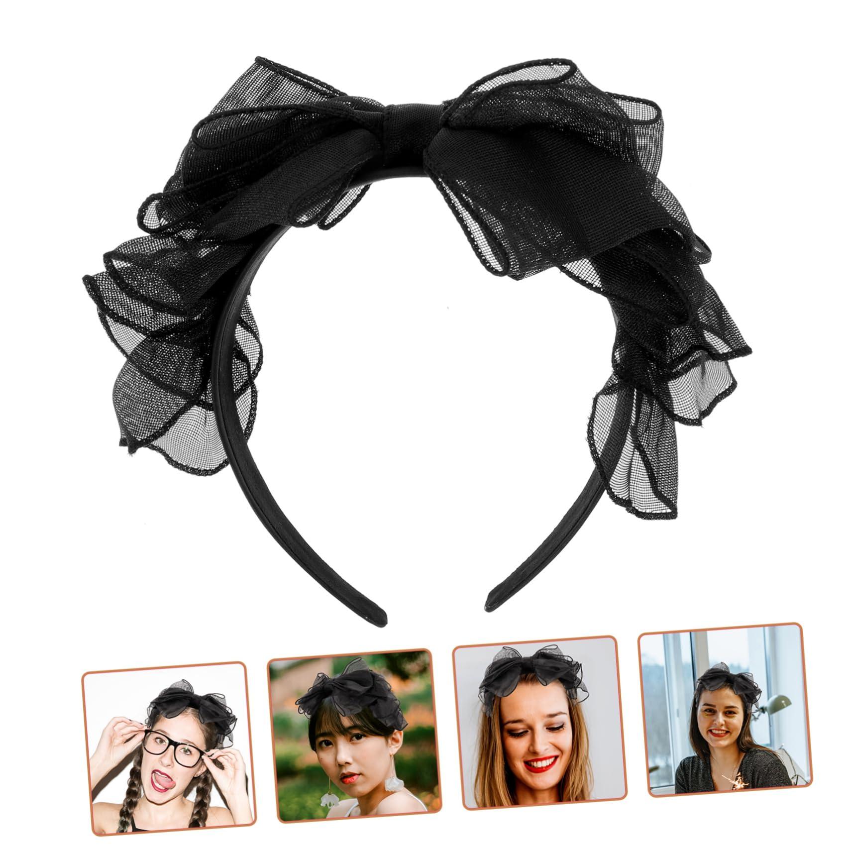 SHERCHPRY SHERCHPRY Black Headband With Bow, Bow Knot Headbands Bow Hair Hoop Cosplay Party