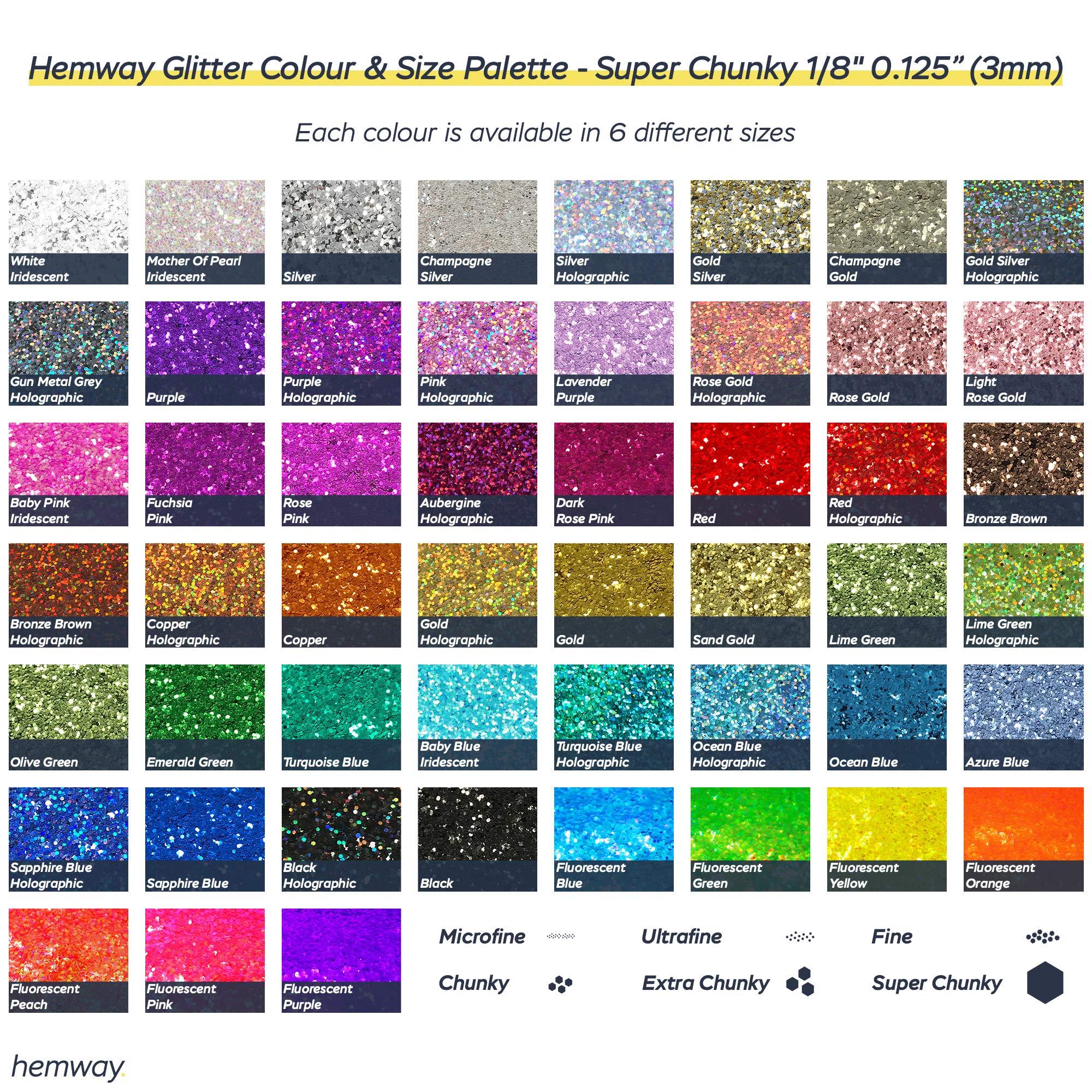 Hemway Hemway Premium Ultra Sparkle Glitter Multi Purpose Metallic Flake for Arts Crafts Nails Cosmetics Resin Festival Face Hair - Champagne Gold - Super Chunky (1/8" 0.125" 3mm) 100g / 3.5oz