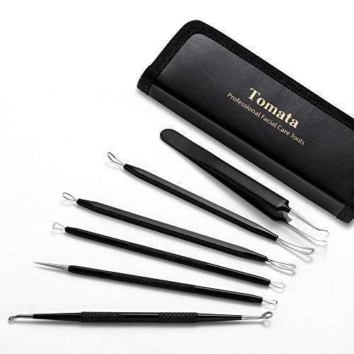 Tomata Blackhead Remover Pimple Popper Tool Kit - (6 Piece Kit) - Professional Stainless Pimples Comedone Extractor Removal Tool