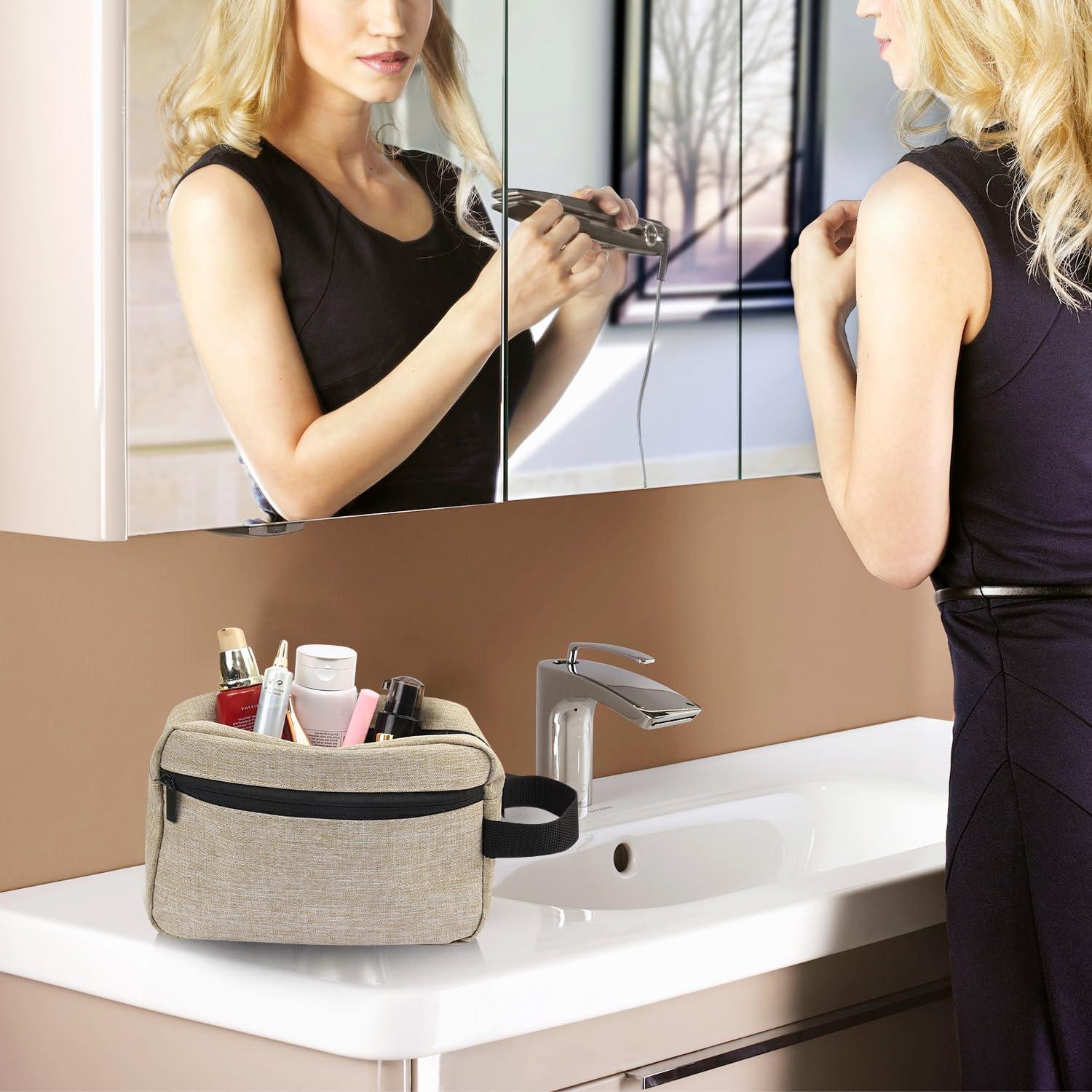 Icramsy Icramsy Travel Toiletry bag Toiletry bag for women men Hanging toiletry bag Cosmetic bag Travel accessories for Women Men (Khaki)