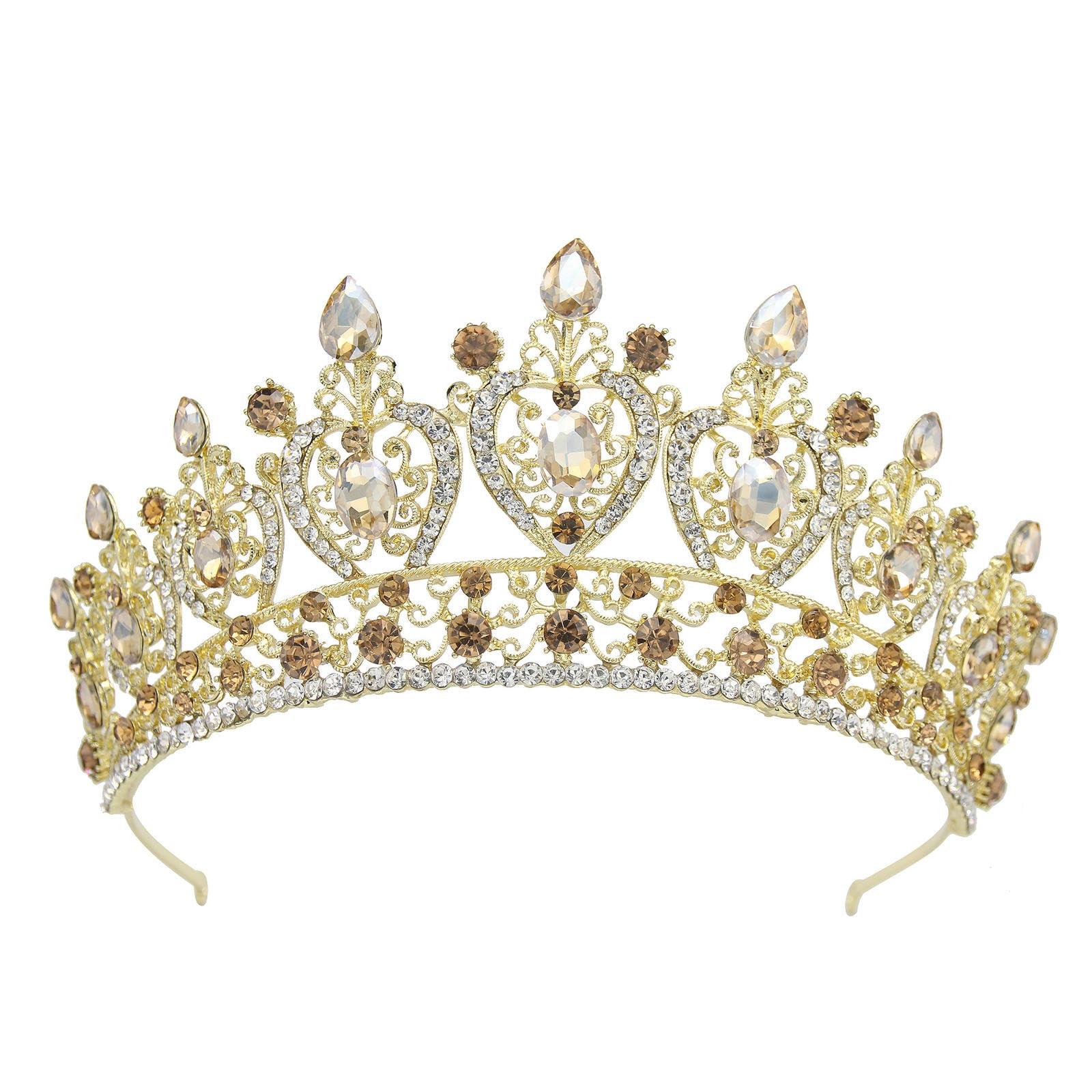 CarXs European and American bridal crown headdress Baroque color crystal wedding Crown Princess headdress queen crown bridal headdress crystal barrettes