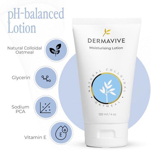 Dermavive Dermavive Vitamin E & Colloidal Oatmeal Moisturizing Face & Body Lotion - Hydrating pH-Balanced Moisturizer for Dry Skin - Suitable for Kids, Teens & Adults, 120ml (4.05 fl oz)