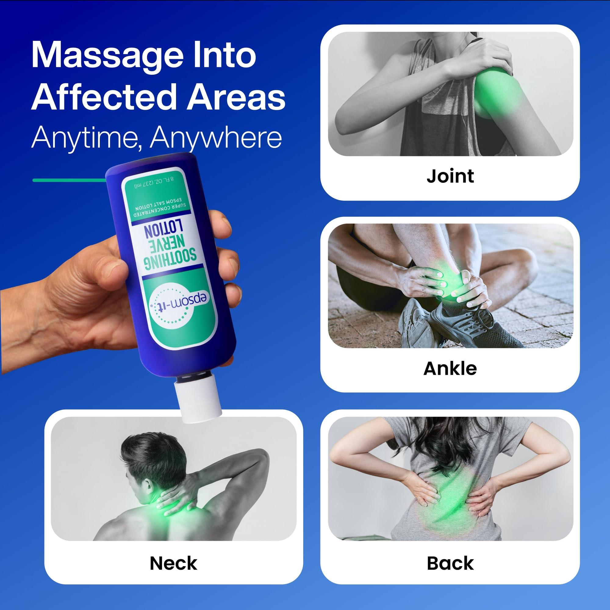 EPSOM-IT EPSOM-IT Soothing Nerve Lotion - Epsom Salt Magnesium Lotion, Topical Magnesium Cream with Capsaicin & Arnica for Muscle Discomfort, Restless Legs and Better Sleep, 8.0 oz., 4-Pack