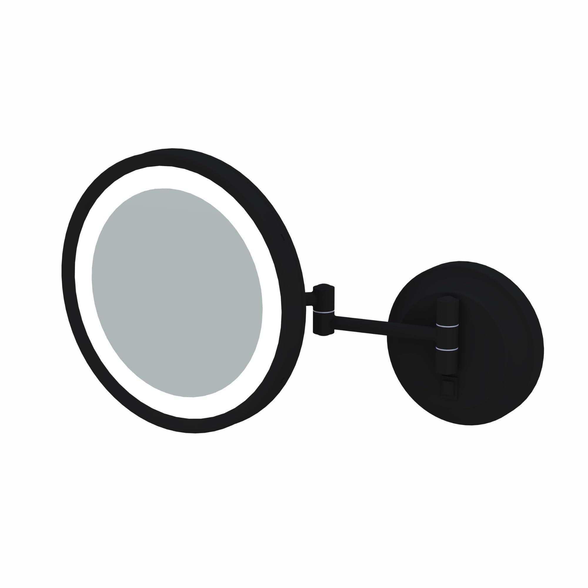 Universal Lighting and Decor Kimball and Young Matte Black Single-Sided LED Round Arm Wall Mirror