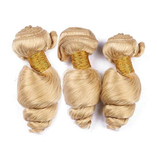 Generic #613 Blonde Loose Wave Brazilian Human Hair 3 Bundles and Frontal Ear to Ear 4Pcs Lot Bleach Blonde Loose Wavy Virgin Human Hair Lace Frontal 13x4 with Weave Wefts (10 10 10 with 8)