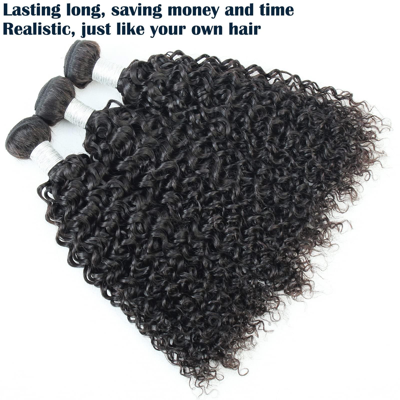LINYINGYH LINYINGYH 24 Inch Curly Bundle Human Hair Jerry Curl Single Bundles 12A Kinky Curly 1 Bundle Weave 100% Unprocessed Remy Hair Extensions Bundles Natural Color