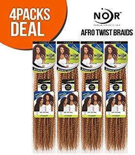 Janet Collection Janet Collection Synthetic Hair Braids Noir Afro Twist Braid (Marley Braid) (4-Pack, M1B/33)