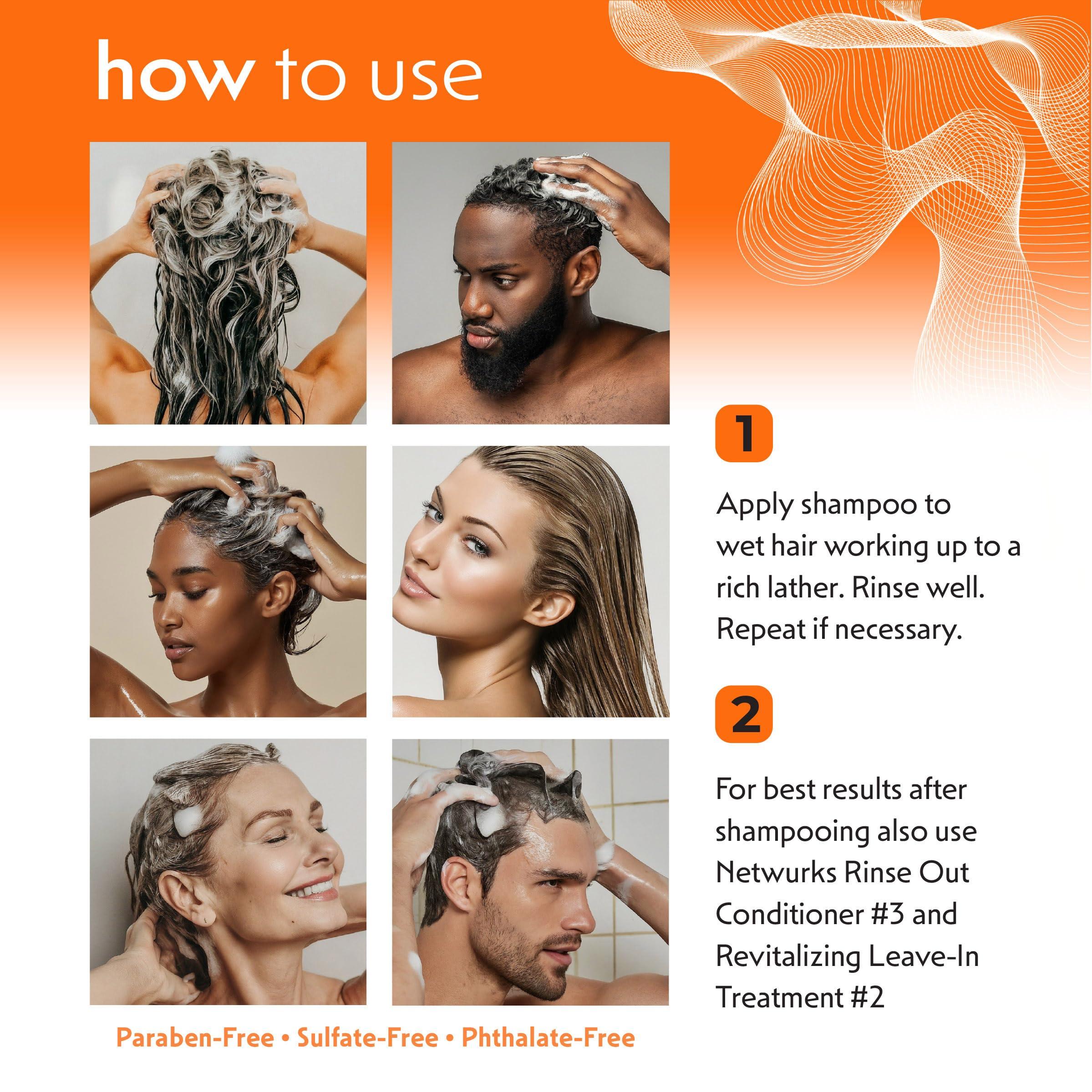 NetWurks Hair & Scalp Regrowth Bundle, Restores Scalp Health & Promotes Hair Growth, Shampoo 8oz & Regrowth Oil 2oz with Biotin, Netwurks