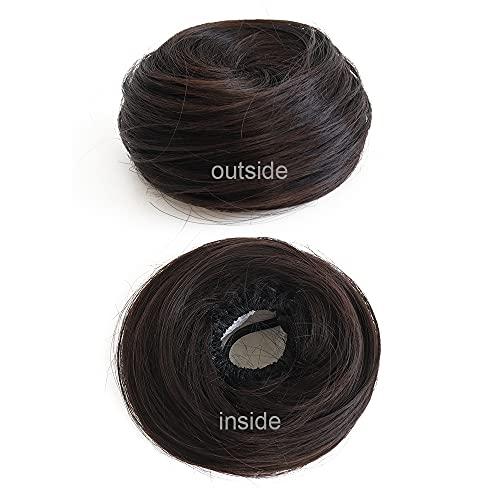 HSPJHTM 2 PCS Messy Bun Hair Piece Human Hair Messy Rose Bun Hair Buns Hair Piece for Women Real Hair Scrunchies Updo Hair Pieces Bun Extension Ponytail Messy Hair Bun - Black