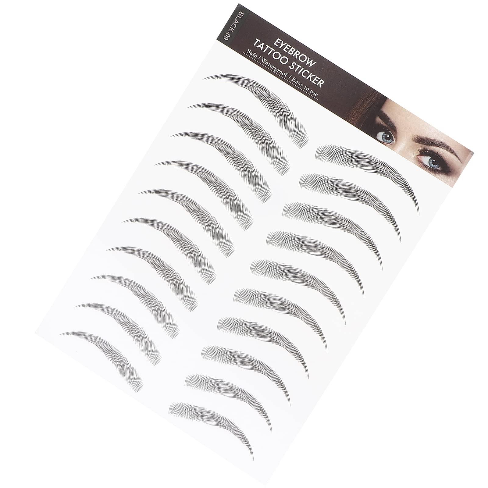 Brrnoo Eyebrow Sticker, Hair-Like Authentic Eyebrows, Long Lasting False Eyebrows Makeup Sticker for Women Girls(BLACK-09)