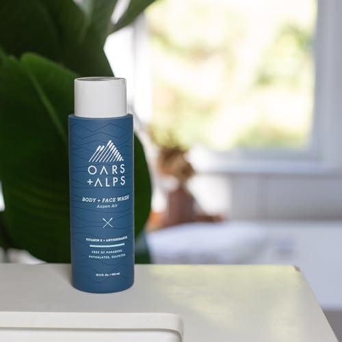 Oars + Alps Oars + Alps Mens Moisturizing Body and Face Wash, Skin Care Infused with Vitamin E and Antioxidants, Sulfate Free, Aspen Air, 2 Pack