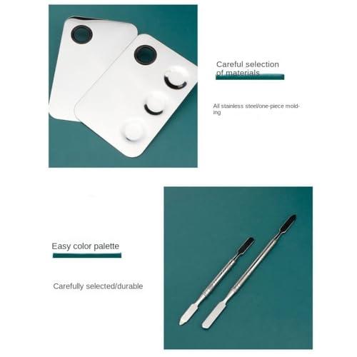zaoalife Makeup Mixing Palette, 2 Sets Makeup Plate for Foundation, Palette Makeup Mixing Palette Stainless Steel Cosmetic Mixing Palette with Spatula Tool