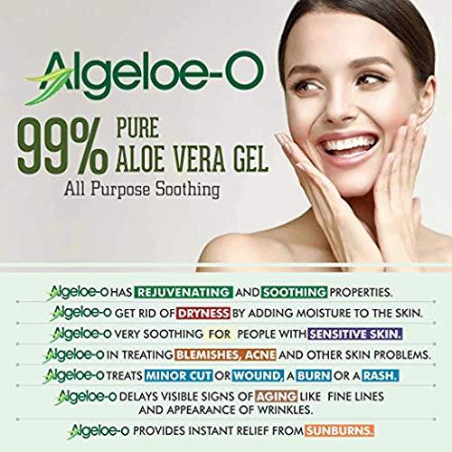 SHOPRYTHM ALGELOE-O Organic Aloe Vera Gel 99% Pure Natural made with USDA Certified Aloe Vera Powder Paraben , sulfate free with no added color 500ml/16.9oz. Pack Of 2