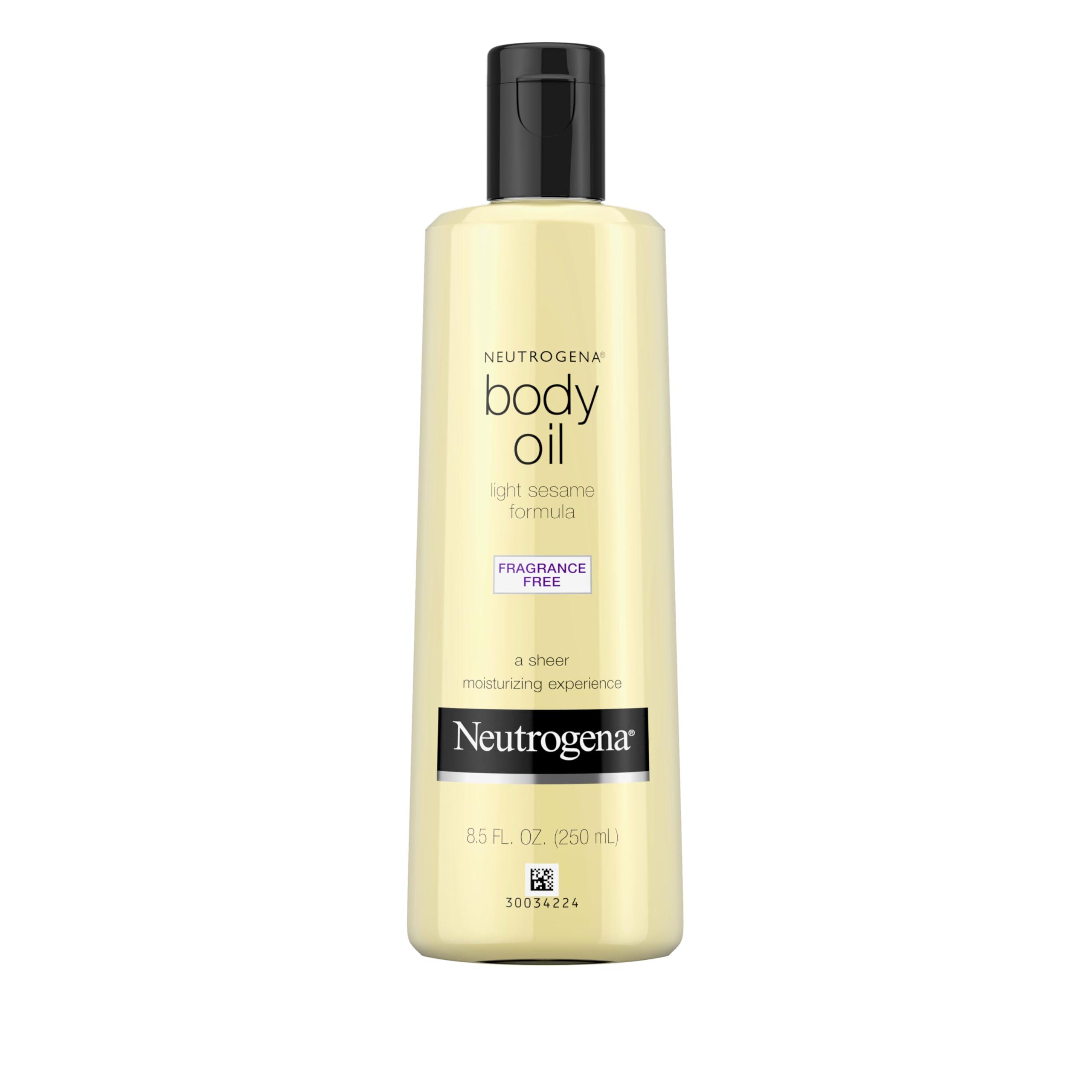 Neutrogena Neutrogena Body Oil Light Sesame Formula, 8.5 fl oz, Fragrance Free Radiant Glow Moisturizer for Dry Skin and Massage Oil with Sesame Oil, Bath & Shower Oil For Smooth and Hydrated Skin