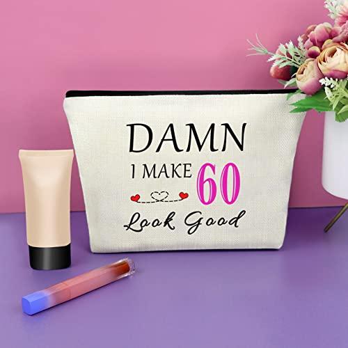 Sazuwu Sazuwu 60th Gifts Idea 60th Birthday Gift for Women Makeup Bag 60 Year Old Birthday Gifts for Grandmother Wife Aunt Cosmetic Bag Happy 60th Birthday Gifts Retirement Mother's Day Gift Christmas Gift