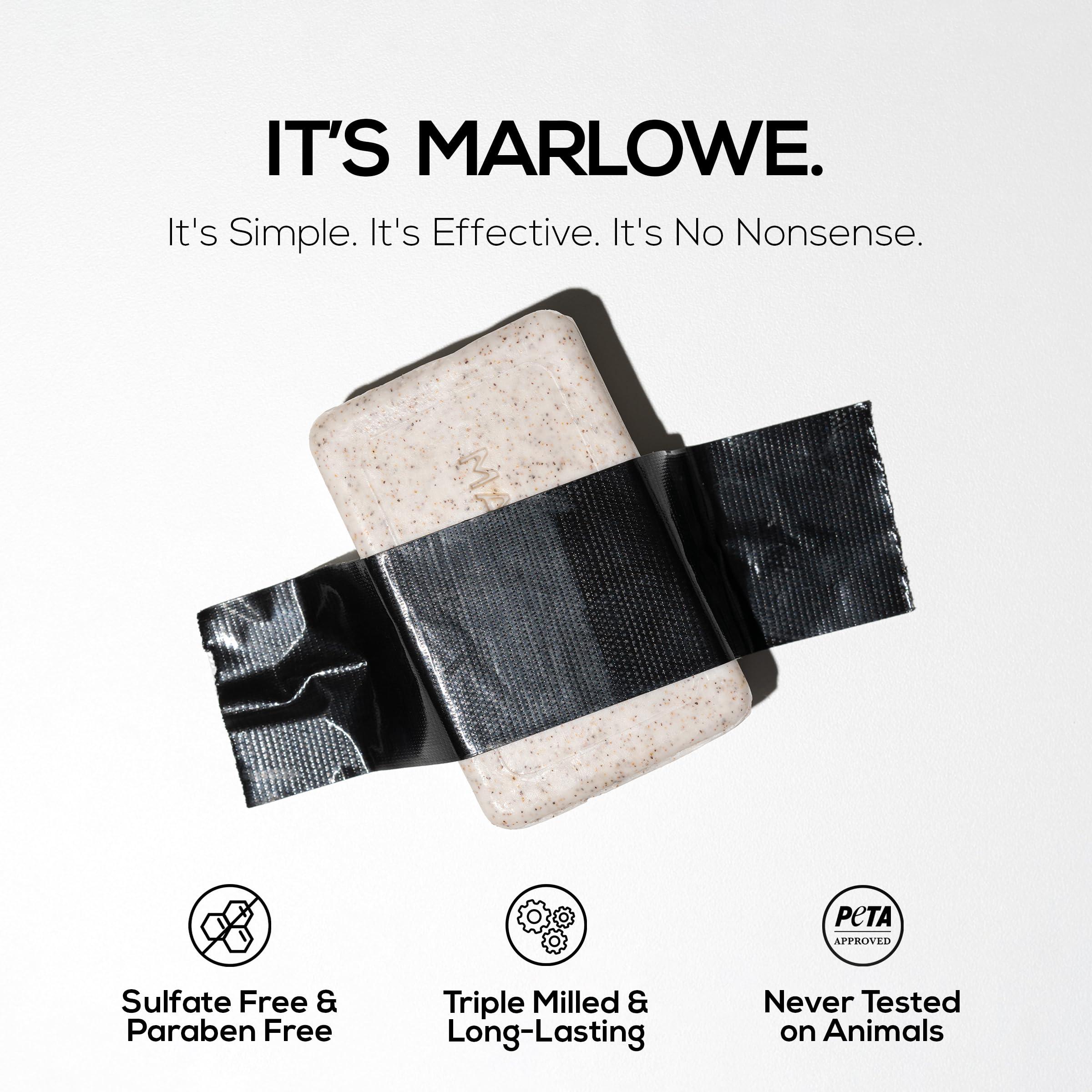 MARLOWE. M BLEND MARLOWE. No. 102 Men\'s Body Scrub Soap 7 oz (3 Bars) Warm Santal Scent, Best Exfoliating Bar for Men, Made with Natural Ingredients, Apricot Seed Powder, Shea Butter, Olive Oil, Green Tea Extracts
