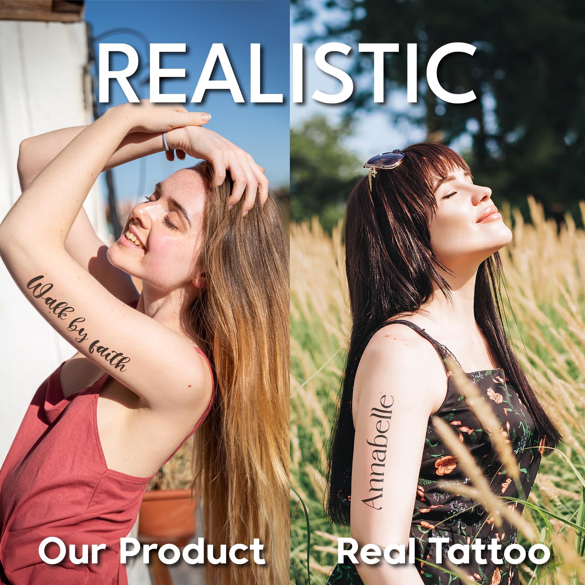 TESFANS Custom Temporary Tattoos, Personalized Temporary Tattoos with Name Text Letters, Create Your Own Temporary Tattoo, Custom Fake Tattoos for Adults Men & Women, Realistic Temporary Tattoos for Gifting