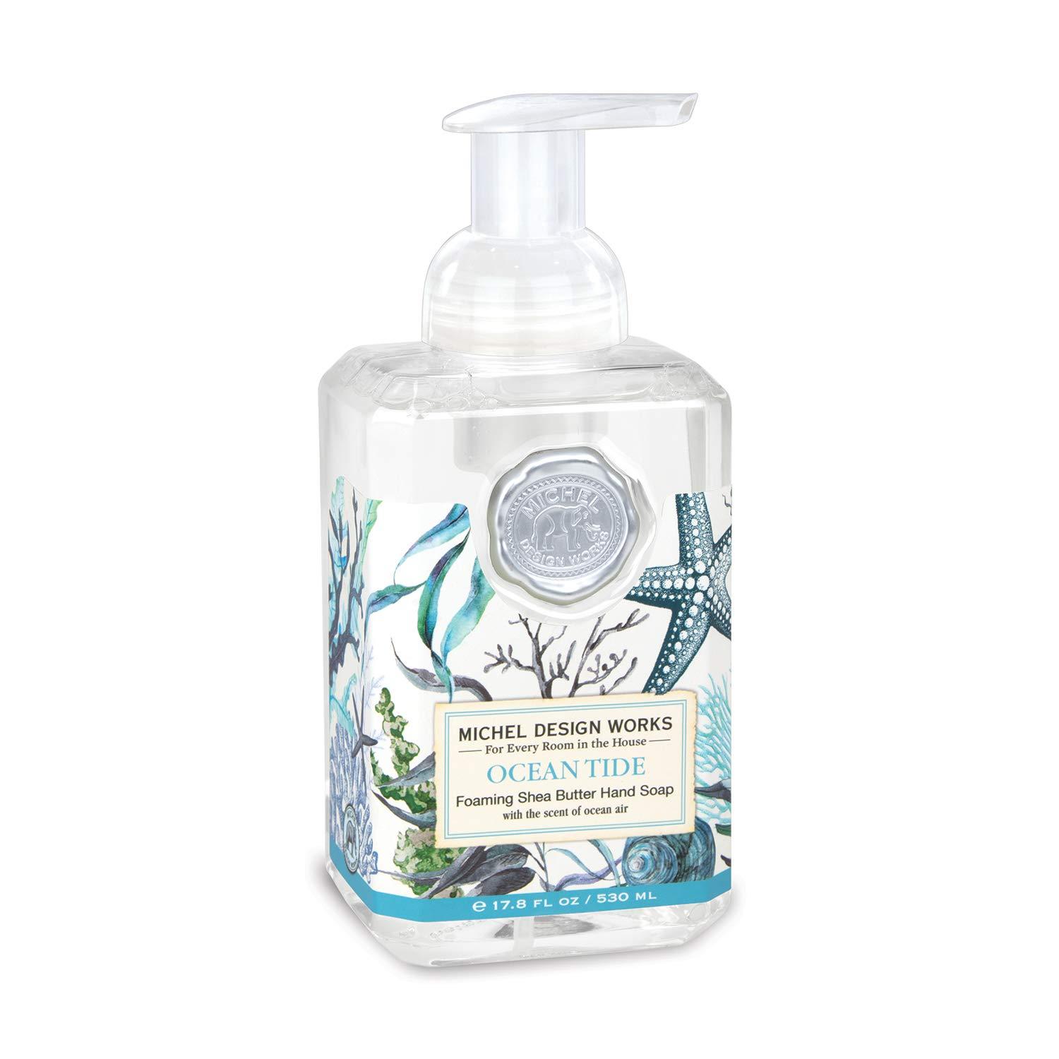 Michel Design Works Michel Design Works Foaming Hand Soap Classic Favorites Trio 3 piece Bundle, 17.80-Fluid Ounce, Lemon Basil, Honey Almond & Ocean Tide- 3 Full Size Beautiful Square Containers with Pump