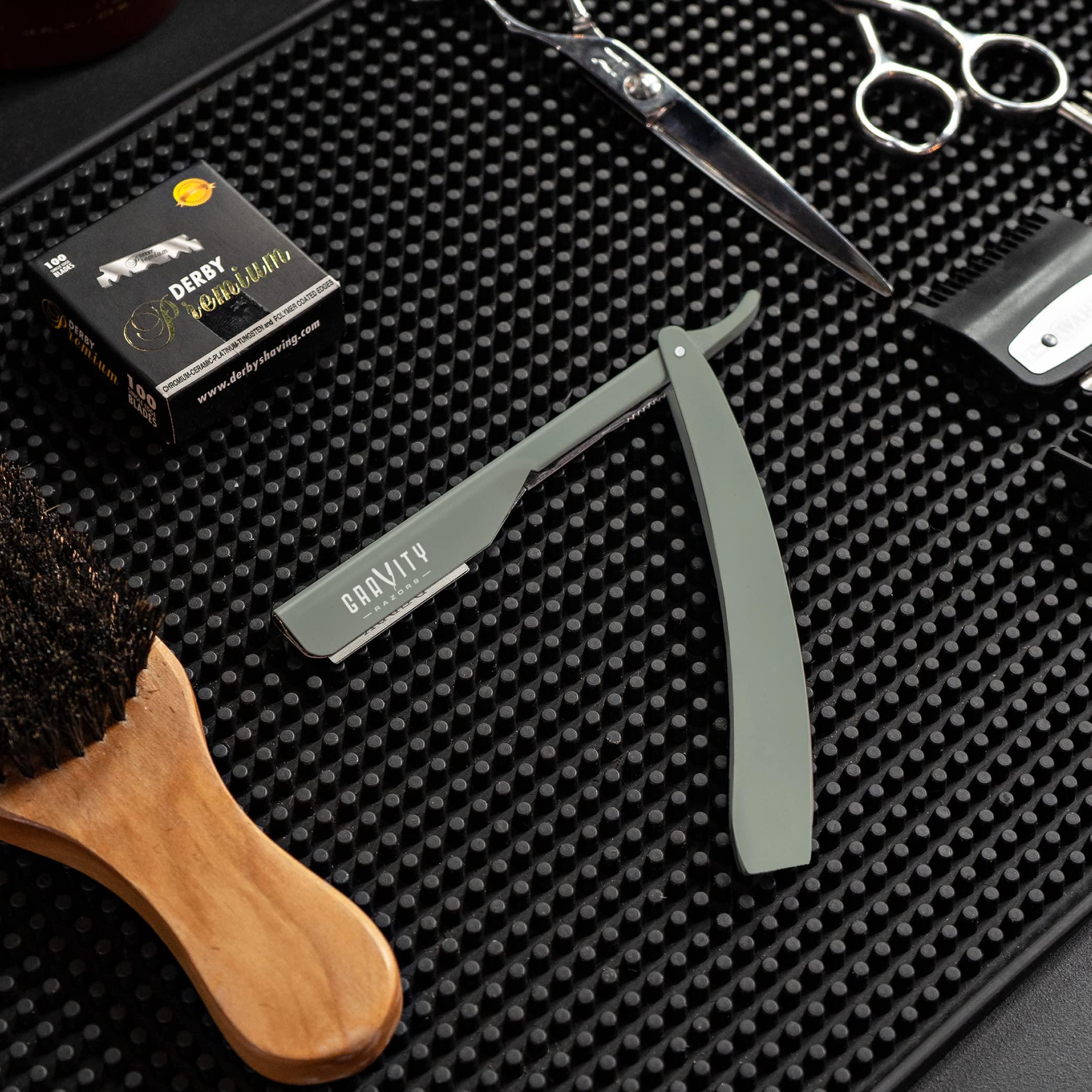 GRAVITY RAZORS Professional Straight Razor Bundle - Stainless Steel Straight Edge Razor with 20 Gravity Premium Blades (Kingsman, Dynasty)