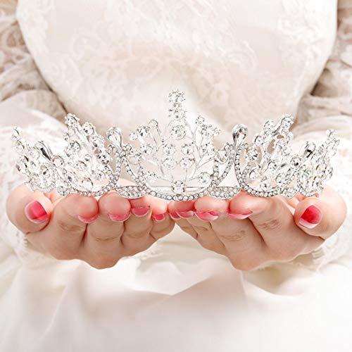 Barode Barode Bridal Wedding Crowns and Tiaras Crystal Bride Queen Crowns Rhinestone Headband Wedding Hair Accessories for Women and Girls (Silver)