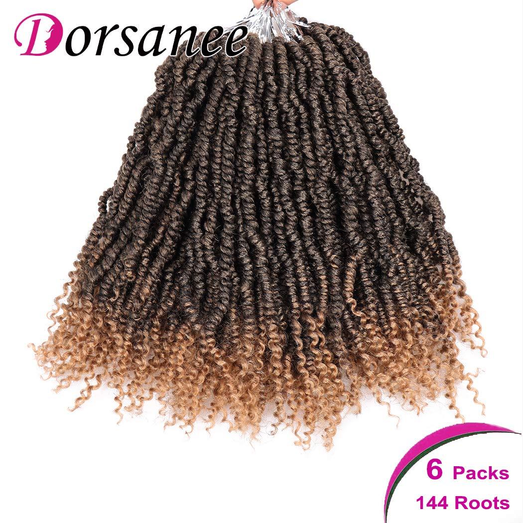 Dorsanee Bomb Twist Crochet Hair 12 Inch 6 Packs Mini Passion Twist Crochet Hair for Black Women Pre-looped Spring Twist Crochet Braids Nubian Twist Synthetic Hair Extension (T27#)