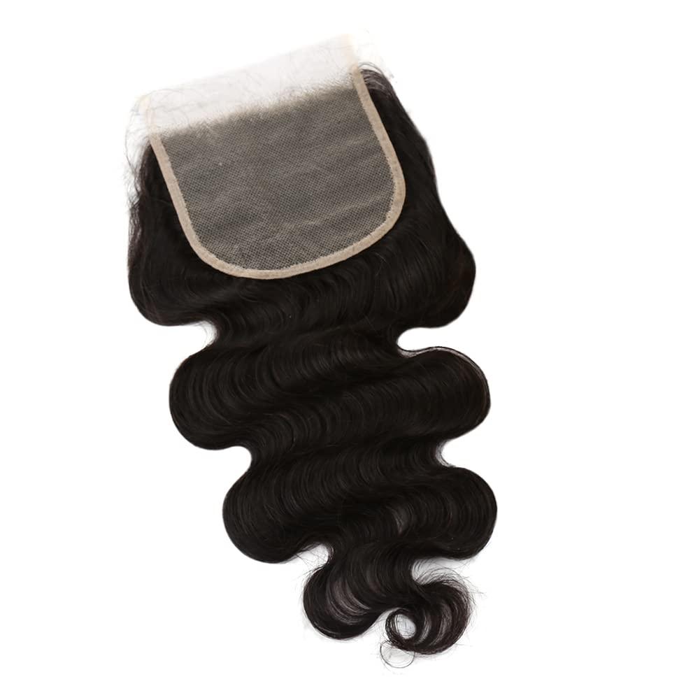 ELIHAIR ELIHAIR 5x5 Virgin Human Hair Lace Closures Weave Body Wave Free Part Soft and Silky Natural Hairline Pre Plucked With Baby Hair 100% Unprocessed Human Hair Pieces(16inch)