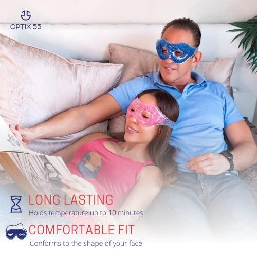 Optix 55 Gel Eye Mask with Eye Holes- Hot Cold Compress Pack Eye Therapy | Cooling Eye Mask for Puffy Eyes, Dry Eyes, Headaches, Migraines, Sinus, Dark Circles - Reusable Eye Face Mask | Ergo Gel Bead (Grey)