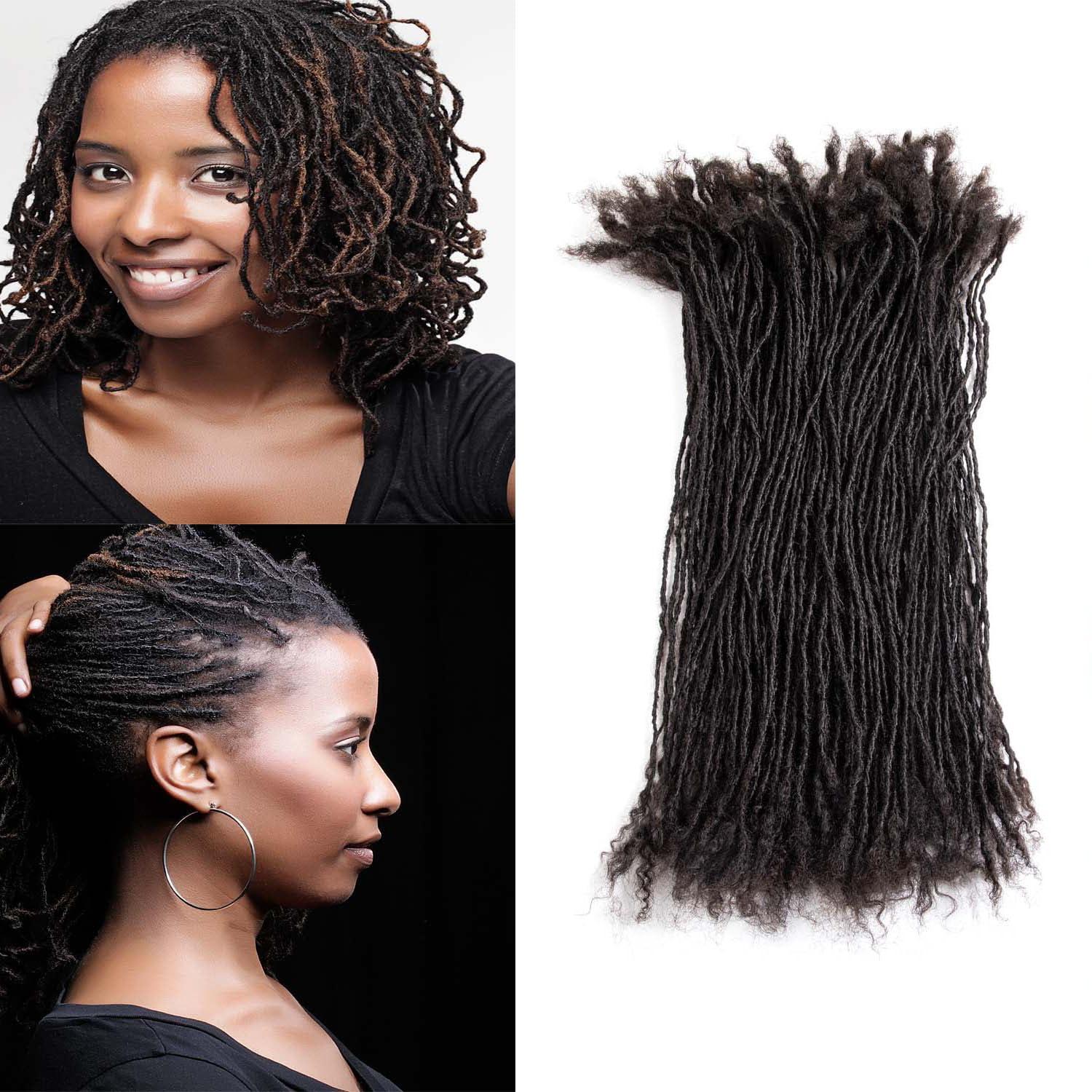 originea Originea 8-18 Inch 0.2 Thickness Curly Tips Interlocked sisters Locs 100% Real Human Hair Micro loc Extensions Permanent Dreadlock Extensions Natural Looking Locs (1B# 0.2cm, 8 Inch 30 Strands)