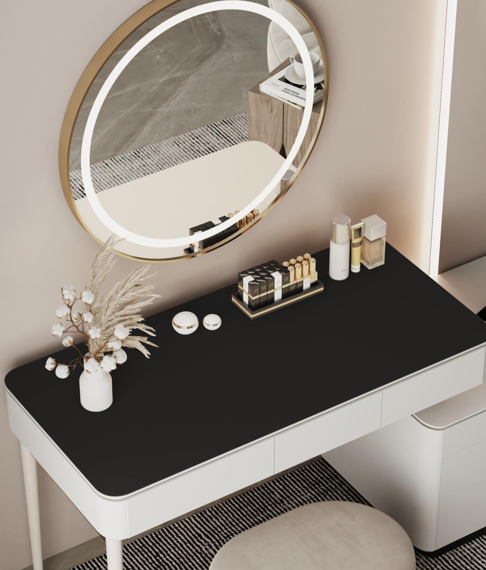 metui 39.37\" * 15.7\" Metui Large Makeup Mat for Vanity Top Protector, Waterproof, Non-Slip Vanity mat.Vanity mat Protector for Makeup,Vanity Protector mat and Dresser Protector top. (Black)