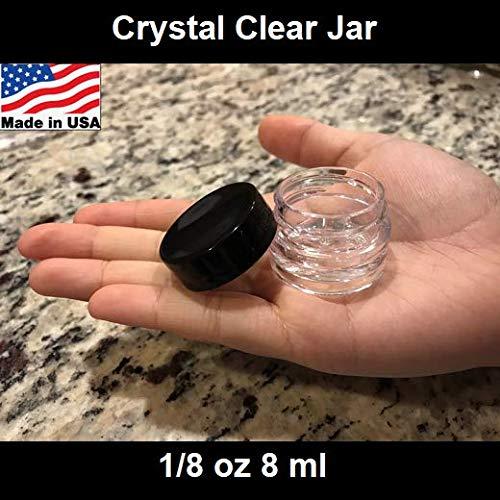 Swag Nails USA Swag Nails USA 30 PCS CRYSTAL CLEAR1/8 OZ 6 ML Empty Jars BLACK SMOOTH CAP