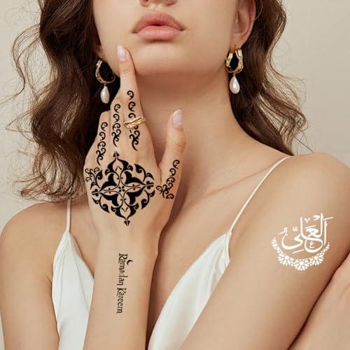 XMASIR Xmasir 10 Sheets Henna Tattoo Stencil Kit Ramadan Tattoo Templates Temporary Tattoos Stickers Reusable Set for Body Art Paint
