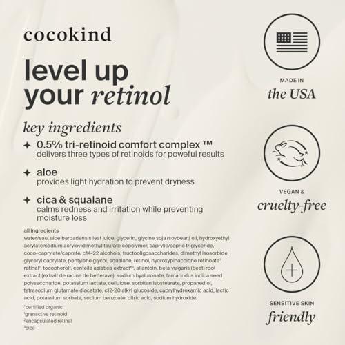 Cocokind Cocokind Advanced Retinol Gel 0.5%, Improve the Appearance of Fine Lines and Uneven Texture without Irritation, Aloe and Cica to Prevent Dryness, 1 fl oz