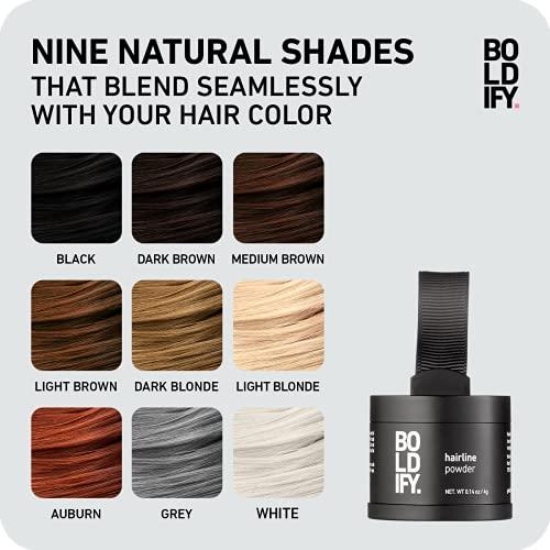 Boldify Hairline Powder (Dark Blonde) + Shampoo: Boldify Bundle: Root Touchup Hair Loss Powder and Natural Volumizing Shampoo for Fine Hair.