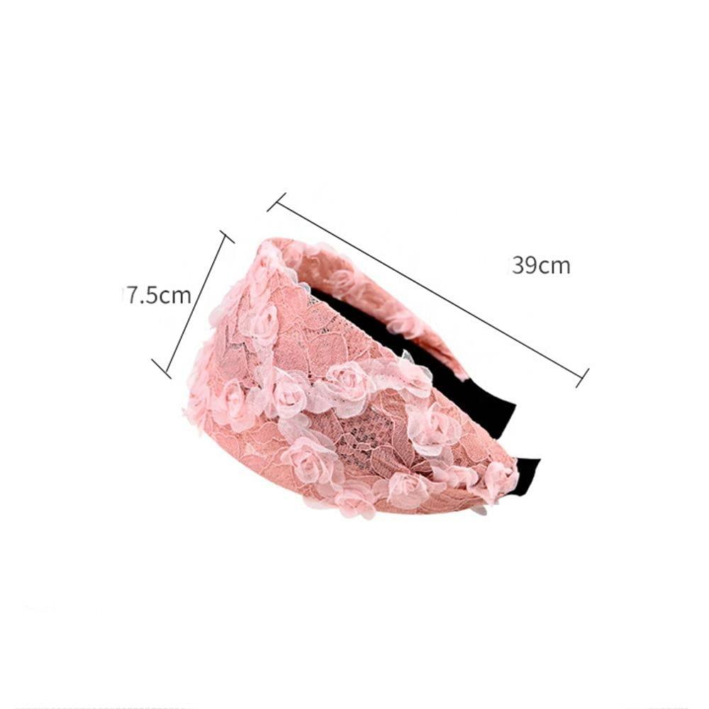 MinLia Wide Hook Flower Hair Hoop Head Band Headband Non-Slip Mesh Girl Headwear Lace Headband Hair Accessories(Black)