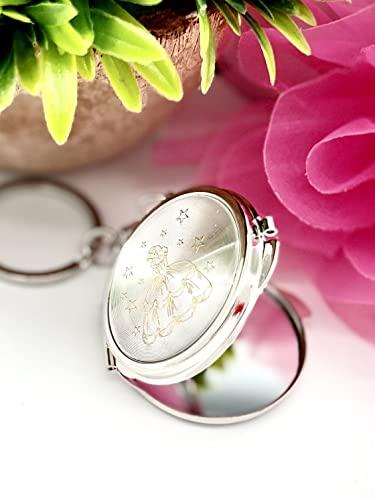 YRP YRP 12X Quinceanera Gold Compact Mirror Keychain Recuerdos de Sweet 15 Princess Party Favor