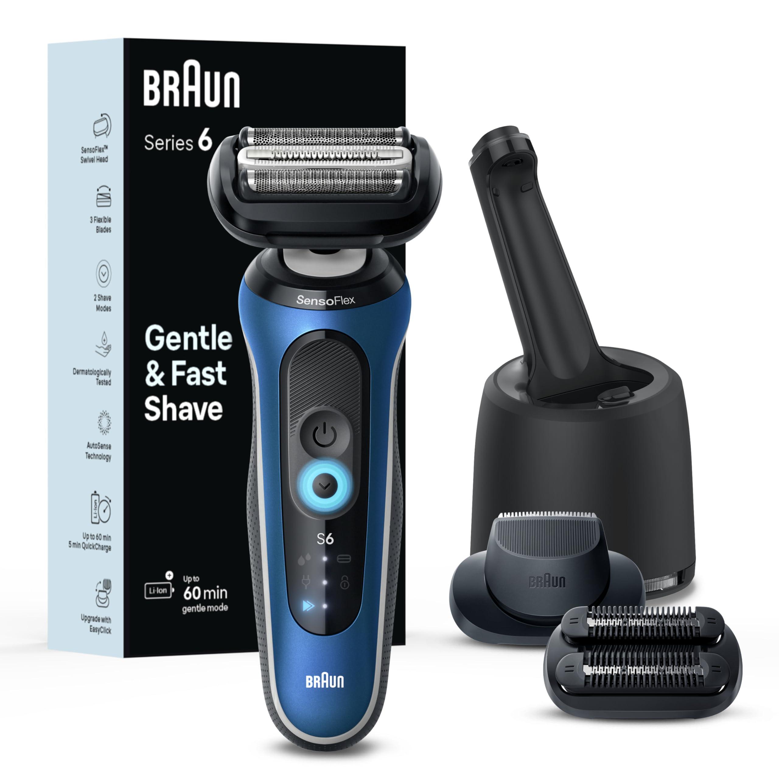 Braun Braun Electric Shaver for Men, Series 6 6177cc, Wet & Dry Shave, Turbo & Gentle Shaving Modes, Foil Shaver, Blue