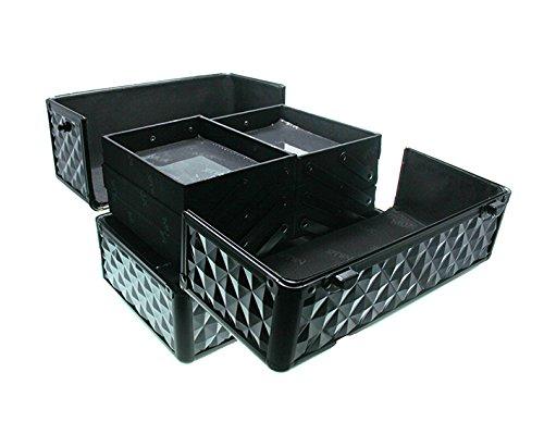 MUA Professional Makeup Artist Travel Cosmetic Train Case w/ 3 Tier Side Extendable Trays Aluminum Hard Case