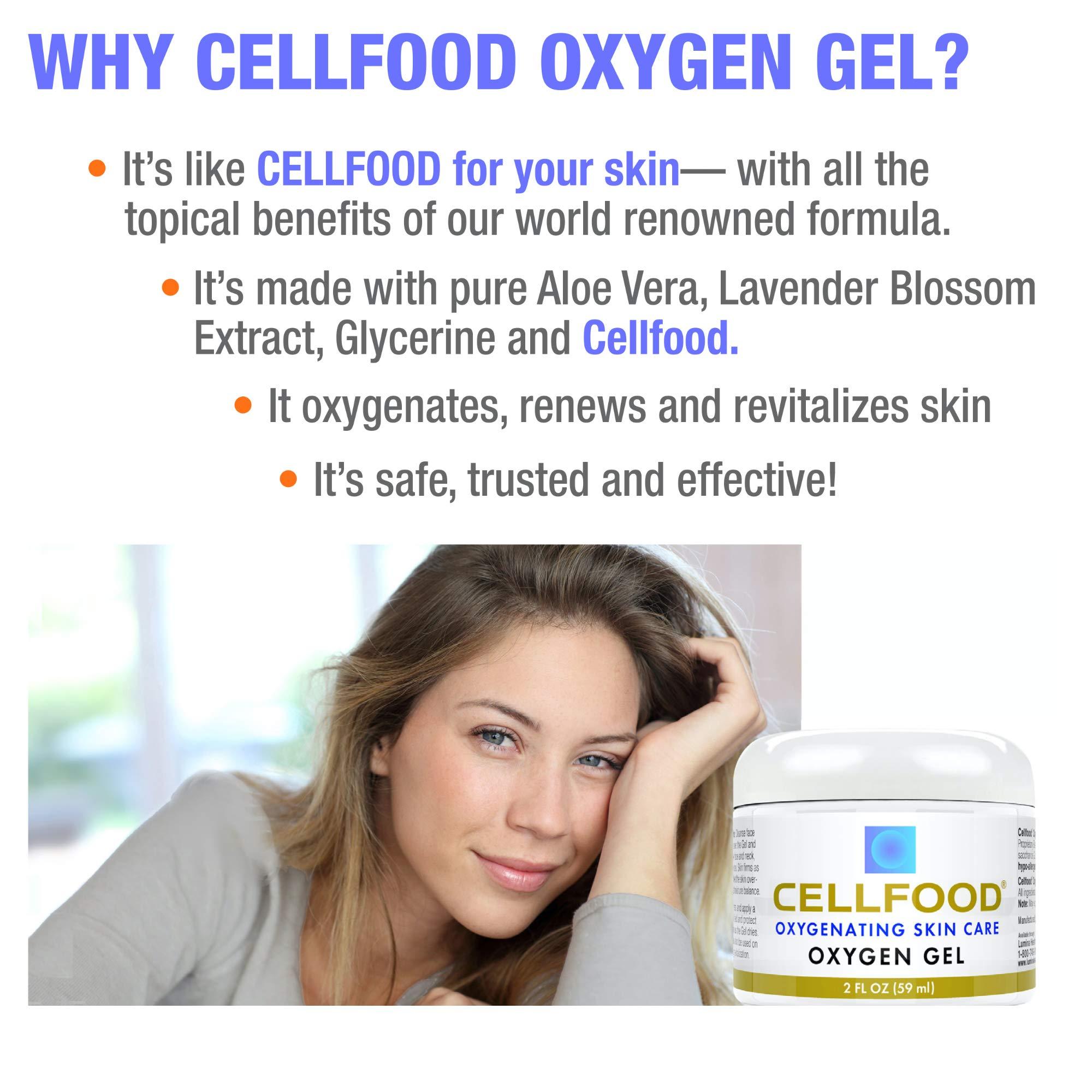 Cellfood Cellfood Oxygen Gel - 2 fl oz, Pack of 3 - Tightening and Firming Face Moisturizer - Aloe Vera, Lavender Blossom Extract, Glycerine - Hypoallergenic, Non-GMO