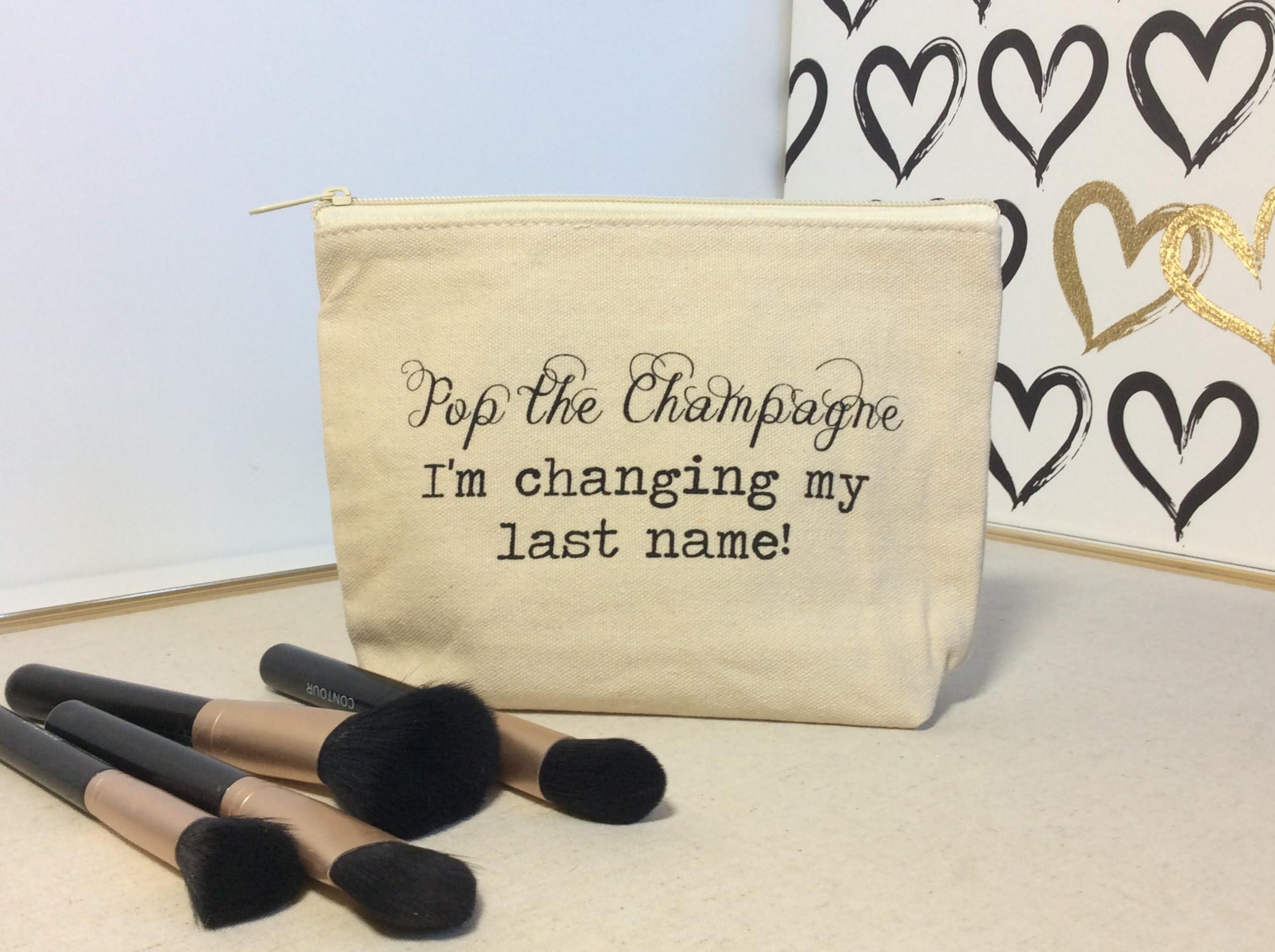 Jules Jules Natural Canvas Tote Bag With Zipper Closure Pop The Champagne I\'m Changing My Last Name For Bride, Wife, Engagement Gift