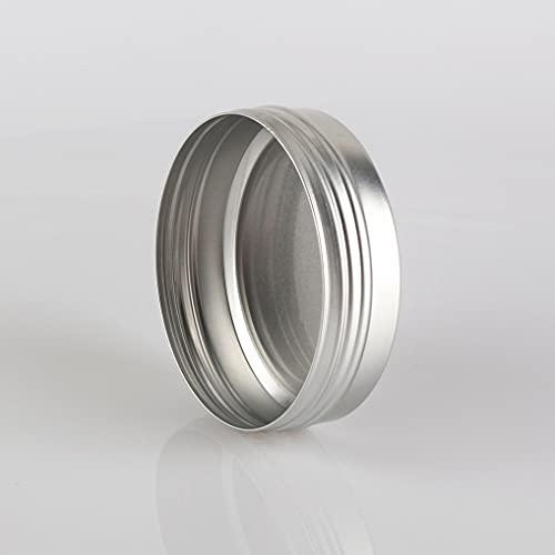 Dlibuy DLIBUY 50 Pcs 100ml 100g Empty Round Silver Aluminum Tin Jars with Screw Lids Cosmetics Lip Balm Containers Pots for DIY Candle, Salve Powder, Crafts, Storage Cans 3 Alu Spoon, 50 Labels