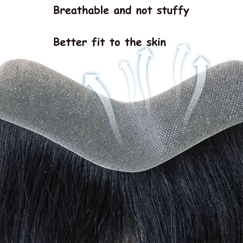 Generic Toupees, Men Synthetic Forehead Hairline Toupees, with Gule Tape Hair Piece Hair Extension, Natural Hair Bang Replacement System (Color : 1.5x16)