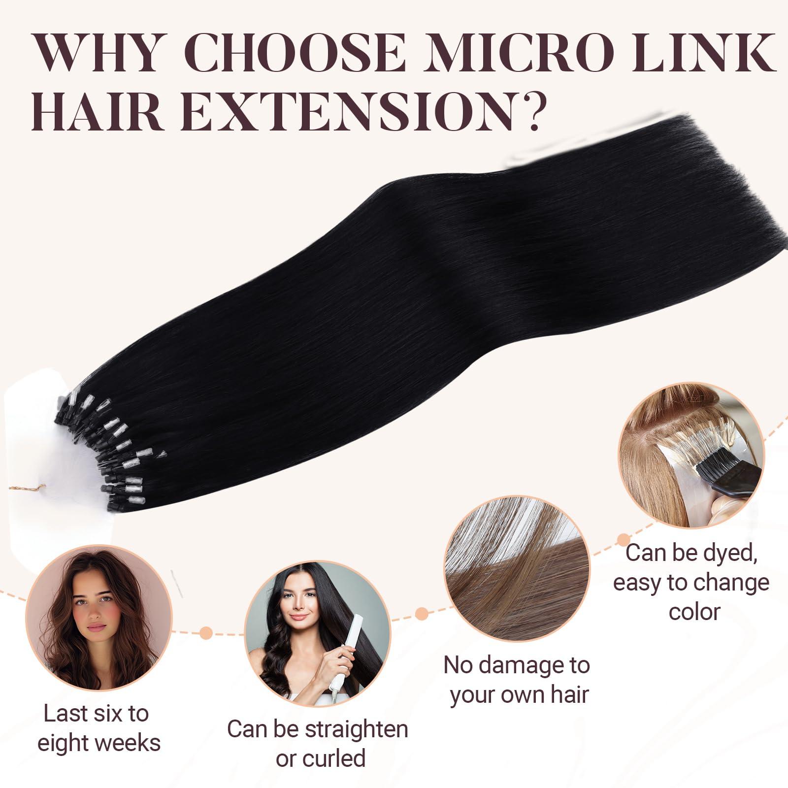 MAXITA MAXITA Microlink Hair Extensions Human Hair, Micro Bead Hair Extensions Virgin Human Hair, 50g/50 Strands/Pack,
