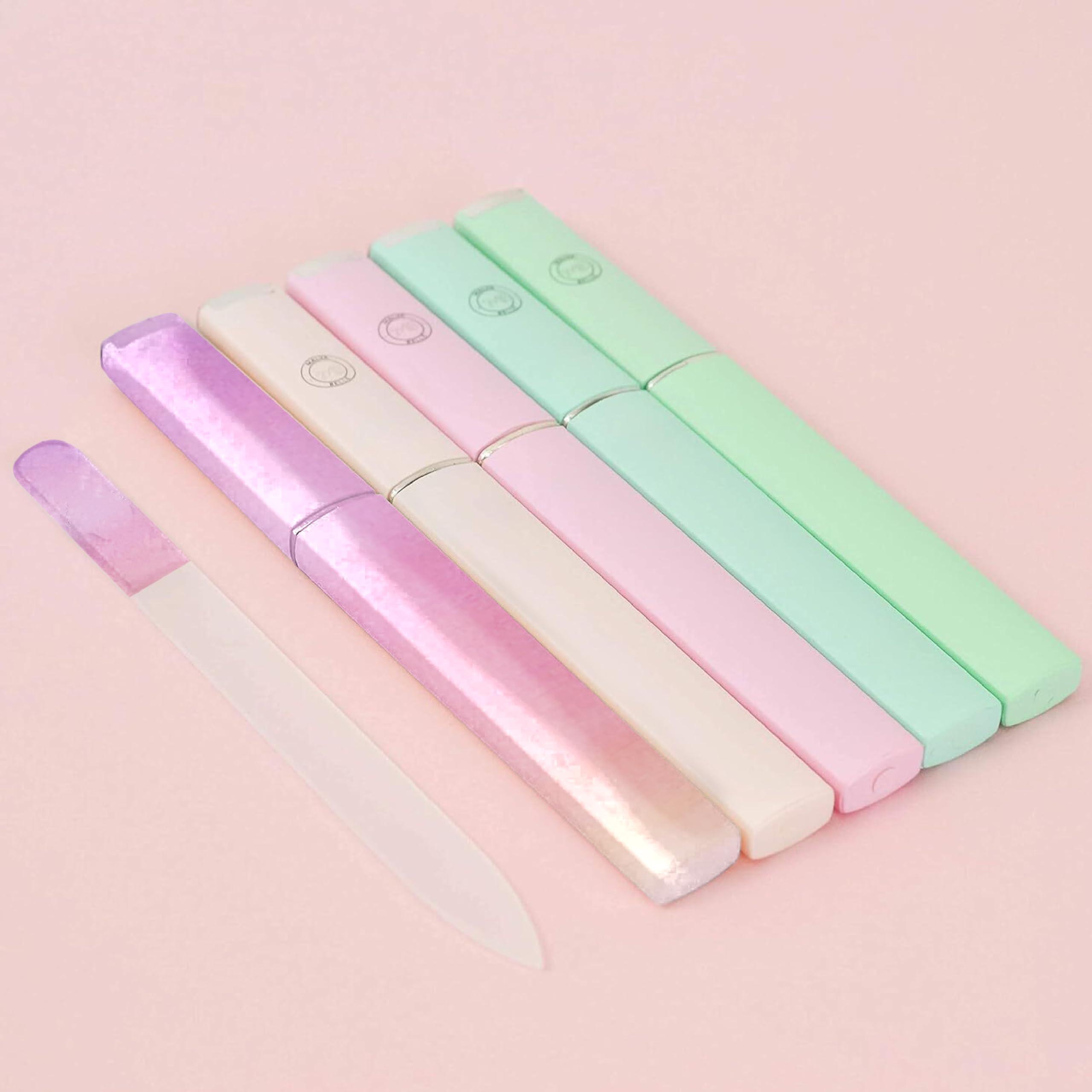 Malva Belle Best Crystal Glass Nail File for Women - Nail File & Travel Case - Nail File Set for Women - Heavy Duty Nail File for Natural Nails, Gel - Professional Nail Shaper - Sunset 3mm