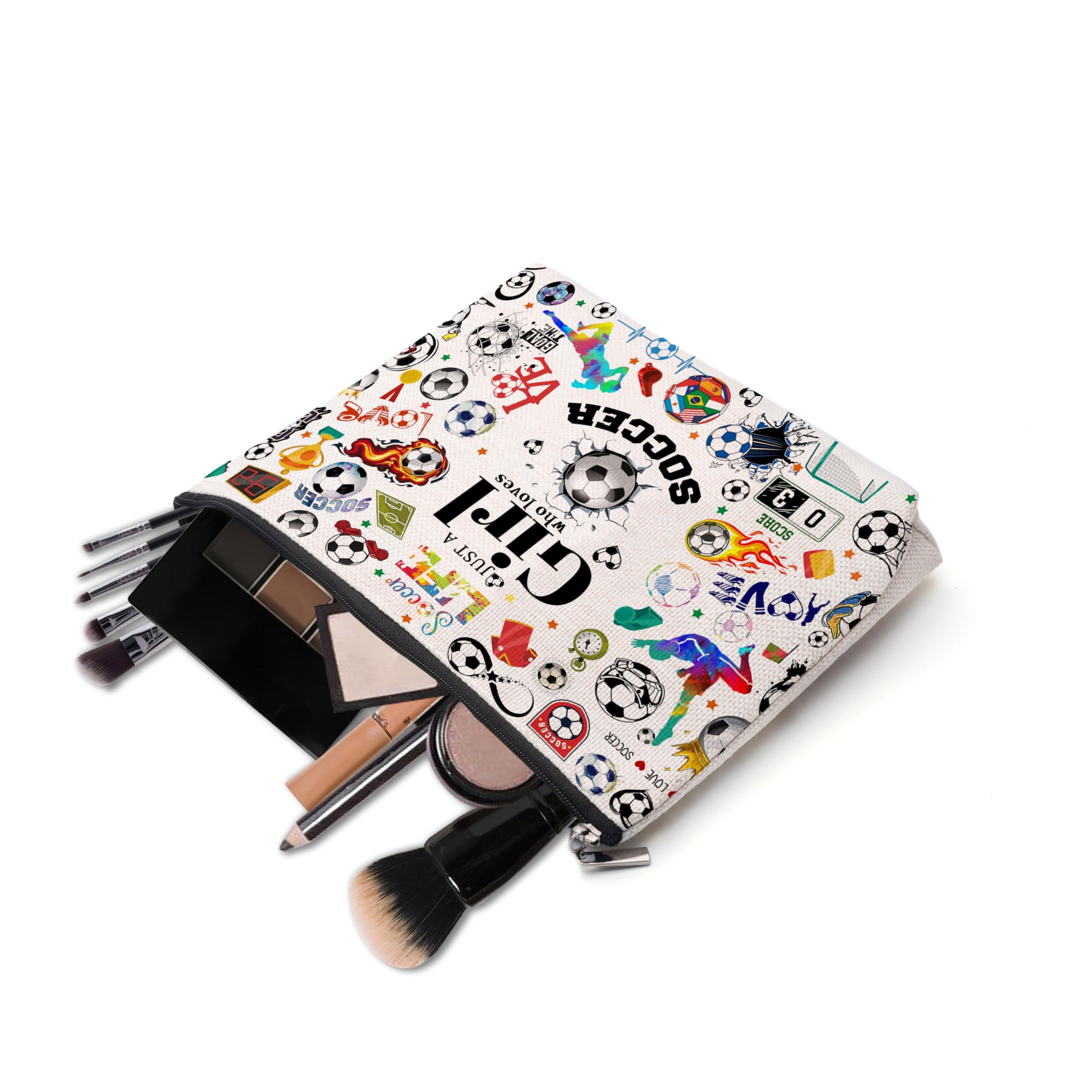 CEASQVAA CEASQVAA Soccer Gifts Makeup Cosmetic Bag for Women, Soccer Coach Gifts, Soccer Team Gifts for Soccer Lovers Players Fans Birthday Gifts for Her Women