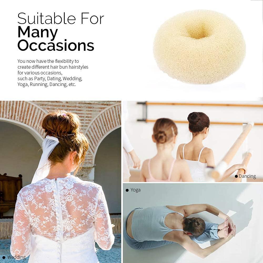 TwistyTieLB TwistyTieLB Hair Bun Maker, 2PCS X-Large 4.5 Inch Beige Ring Style Bun, Chignon Hair Large Doughnut Shaper for Thick and Long Hair