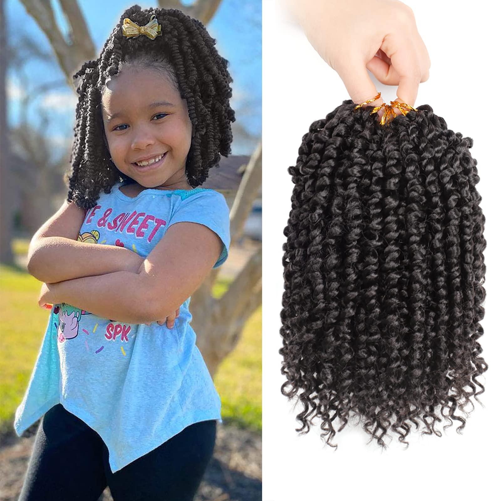 NAYOO Passion Twist Hair For Kids - 8 Packs 6 Inch Passion Twist Crochet Hair For Black Women, Crochet Pretwisted Curly Hair Passion Twists Synthetic Braiding Hair Extensions(6 Inch 8 Packs, 2)