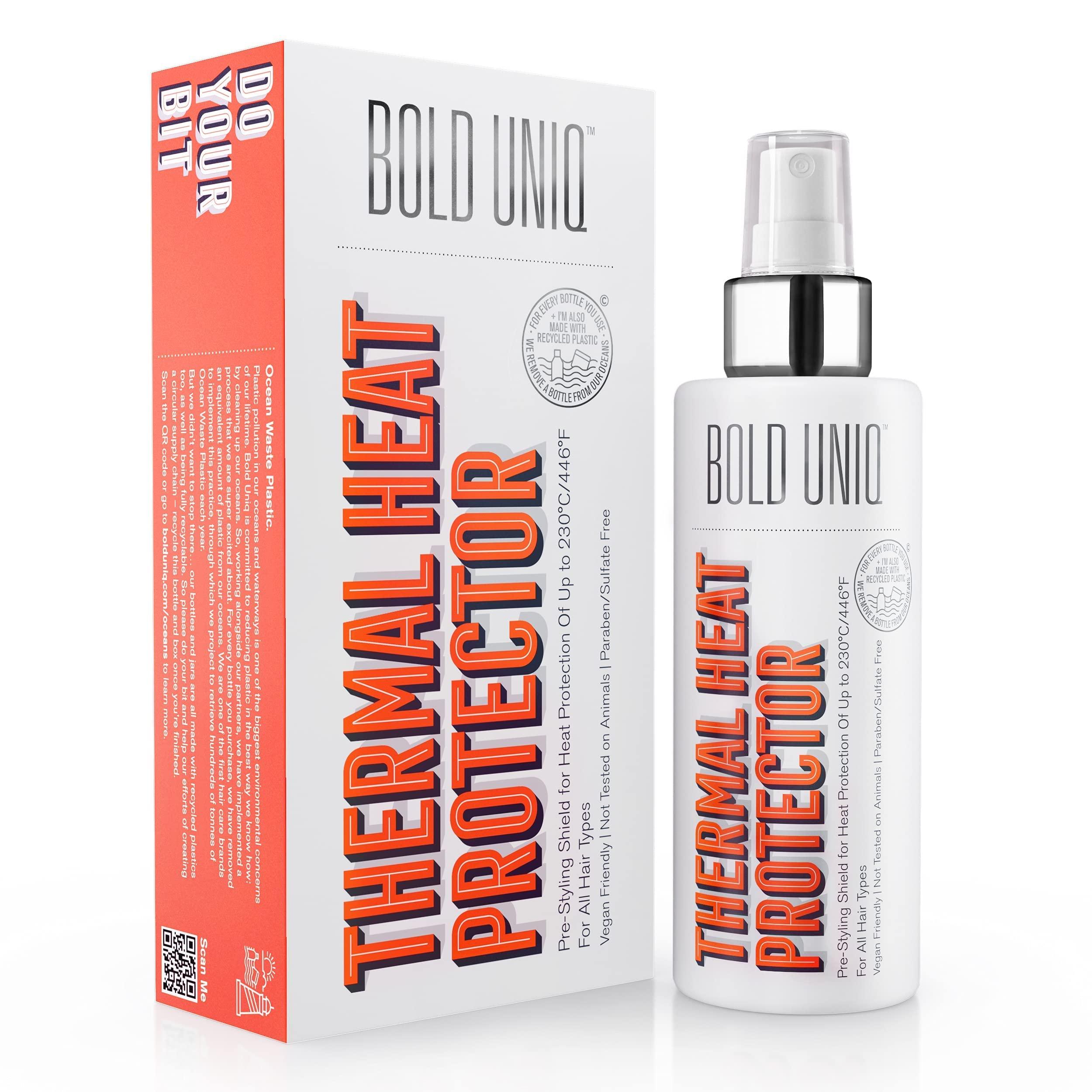 BOLD UNIQ BOLD UNIQ Heat Protectant Spray for Hair & Purple Shampoo Bundle. Thermal Protector up to 450ºF. Eliminates Brassy tones from Blonde, Platinum, Ash, Silver & Gray Hair. Sulfate-Free