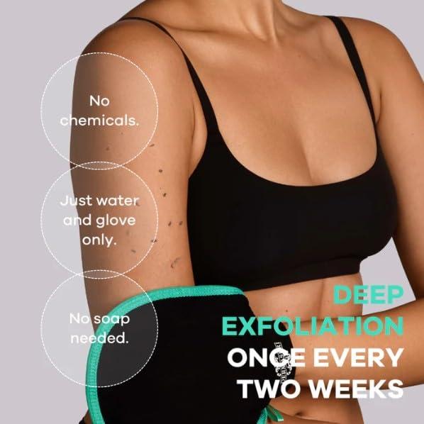 Dermasuri Dermasuri Deep Exfoliating Glove for Shower - Scrubbing Mitt Body Scrubber Gloves Skin Exfoliator & Eliminates Dead Skin - Keratosis Pilaris Scrub Spray Tan Remover - Korean Skincare for Body (2 Pack)