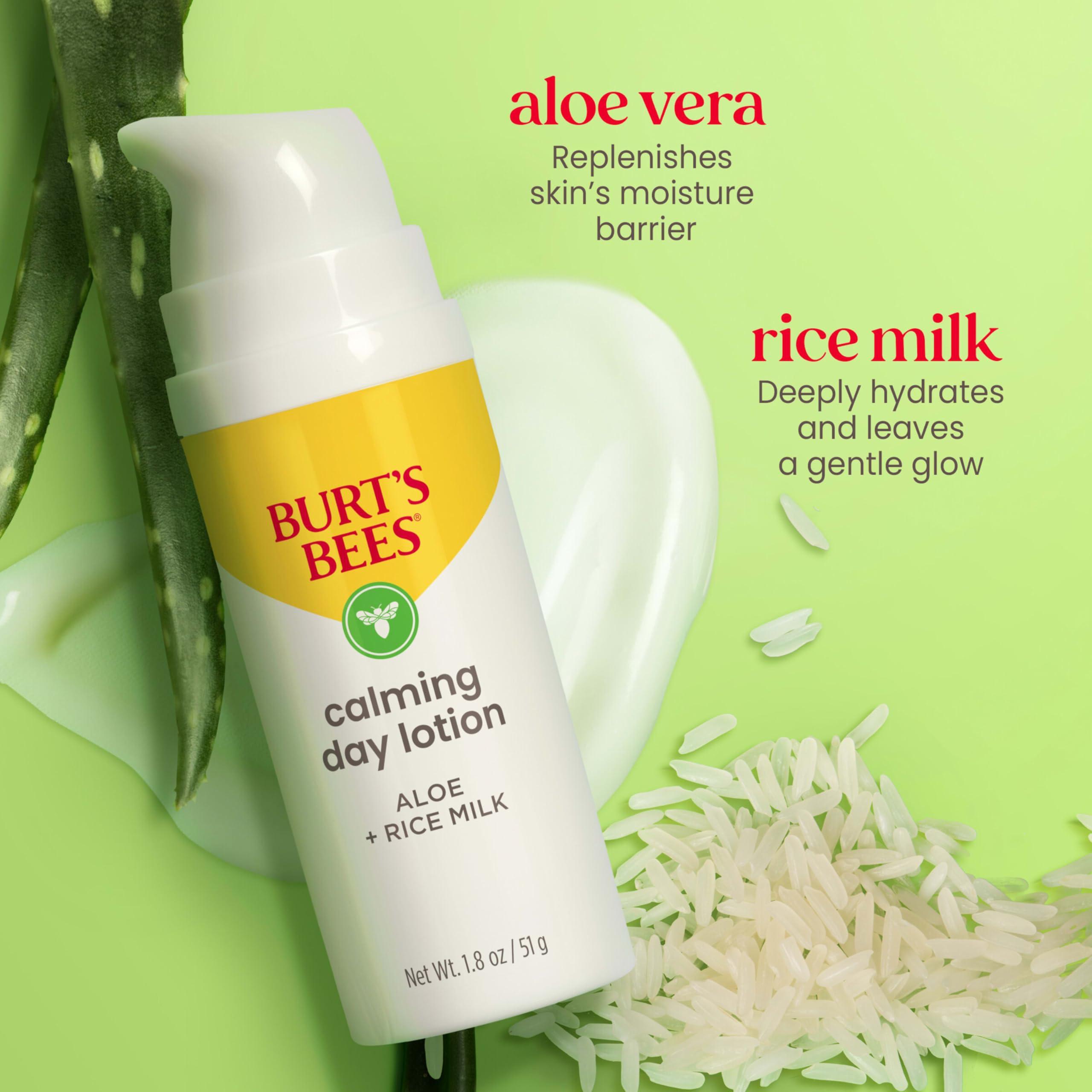 Burt's Bees Burt's Bees Calming Day Face Lotion With Aloe and Rice Milk, Soothing Face Lotion for Sensitive Skin, 98.9 Percent Natural Origin Skin Care, 1.8 oz. Bottle