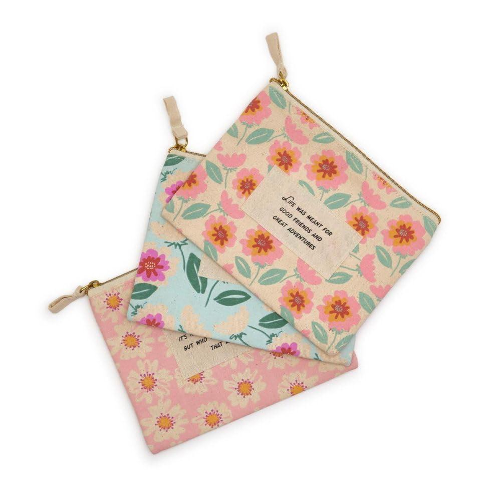 Two's Company Two's Company Friendship Pouch Assorted 3 Floral Designs/Sayings